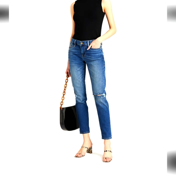 FRAME Le Garcon distressed slim boyfriend jeans - Picture 1 of 15